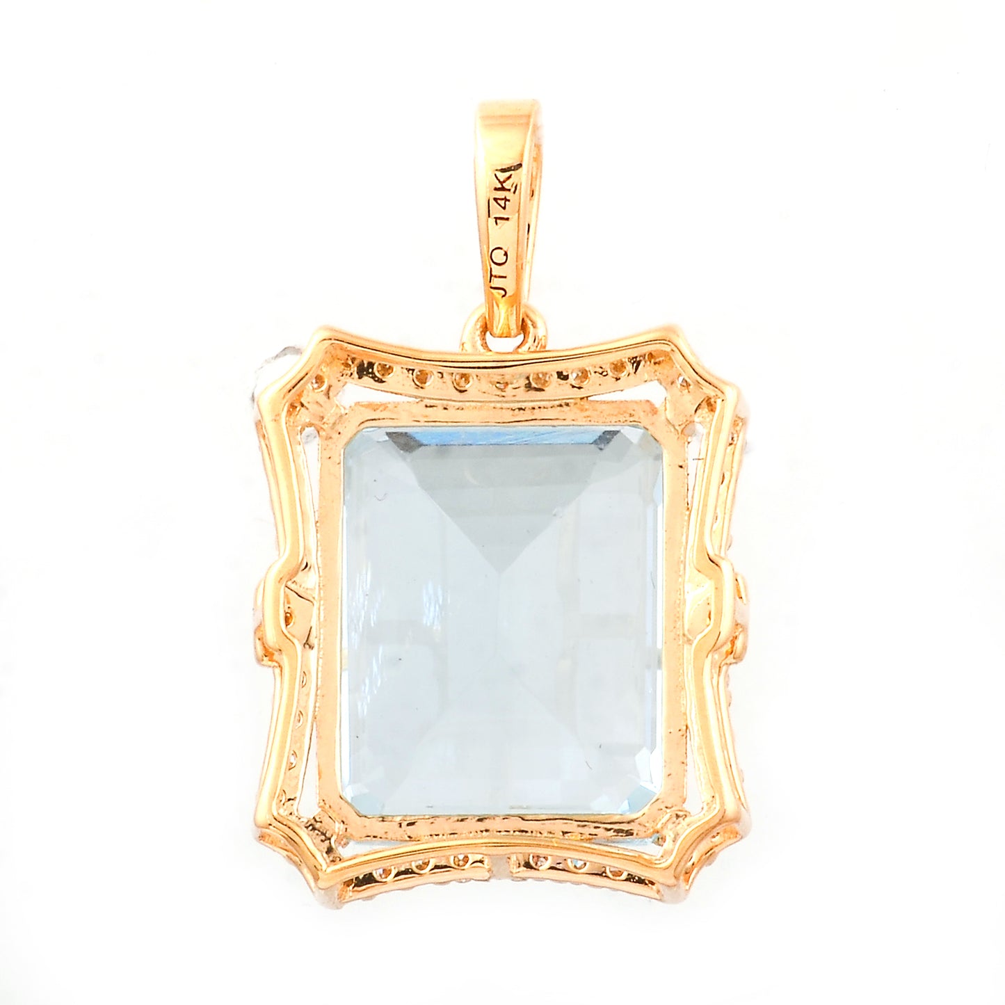 5.65 Ct Octagon Step Cut Natural Aquamarine 14K Gold Pendant