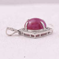 5.37 Ct Oval Cabochon Cut Natural Ruby 950 Platinum Pendant