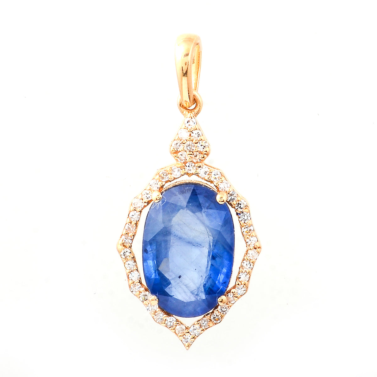 2.74 Ct Oval Mixed Cut Natural Sapphire 14K Gold Pendant