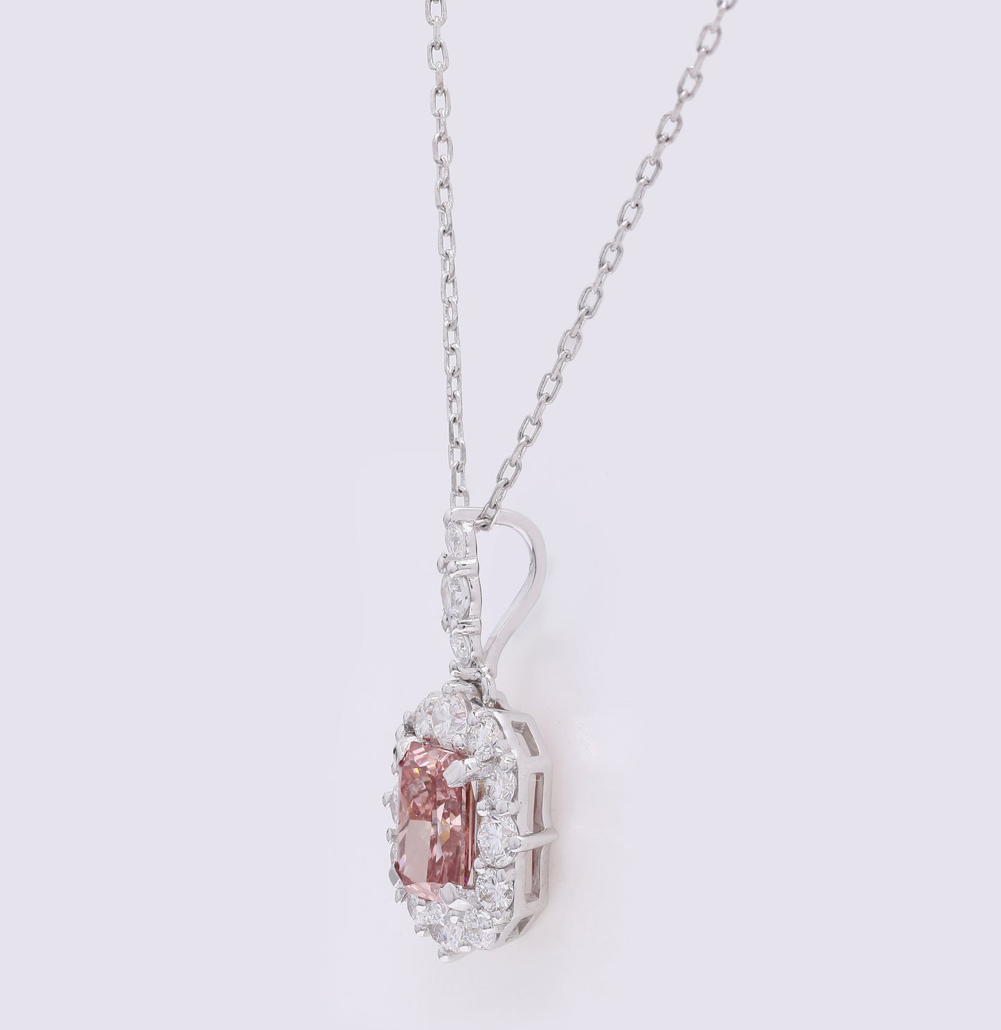 1.70 Carats Fancy Vivid Pink Lab Grown Diamond 14K Gold Pendant