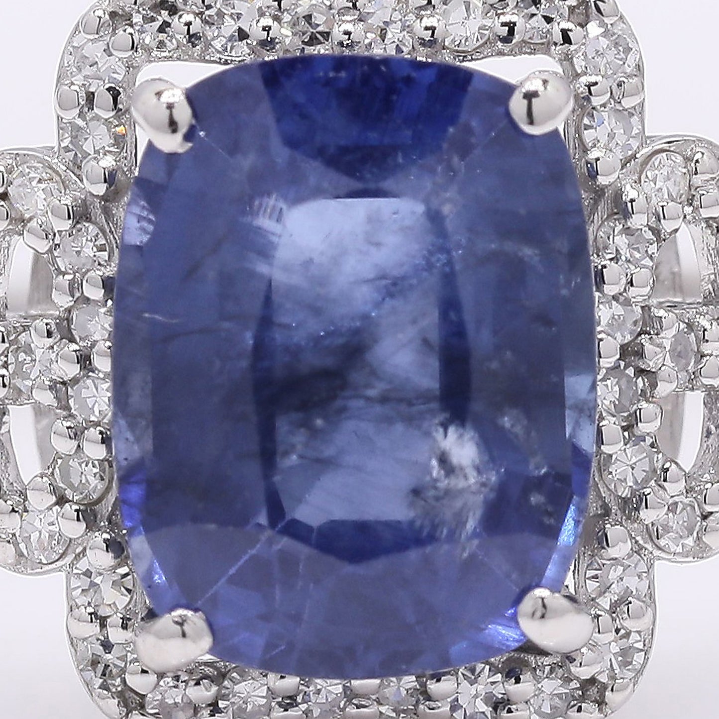 2.73 Ct Cushion Mixed Cut Natural Sapphire 950 Platinum Ring