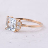 1.80 Ct Square Step Cut Natural Aquamarine 14K Gold Ring