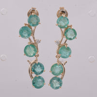4.56 Ct Round Natural Emerald 14K Gold Earrings