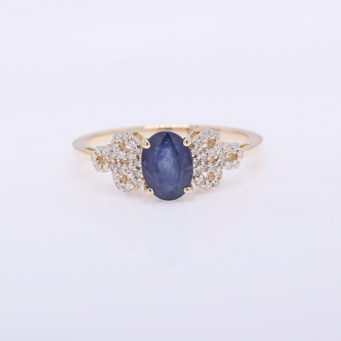 1.44 Ct Oval Mixed Cut Natural Sapphire 14K Gold Ring