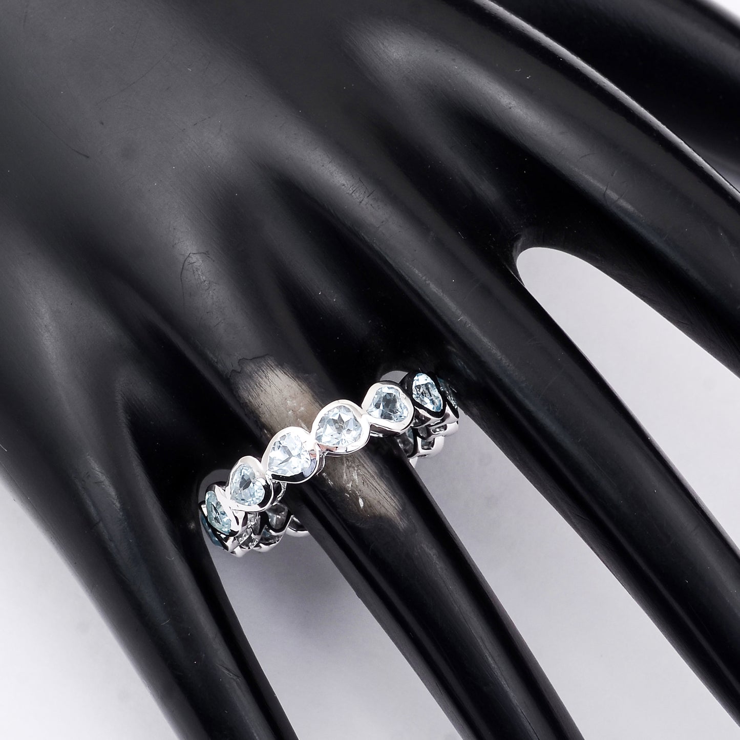 4.44 Ct Heart Blue Topaz 925 Sterling Silver Ring