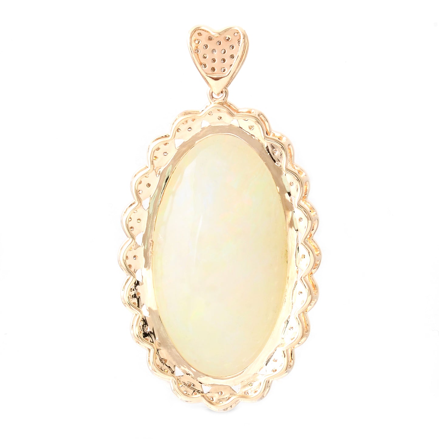 17.33 Ct Oval Cabochon Natural Opal 14K Gold Pendant