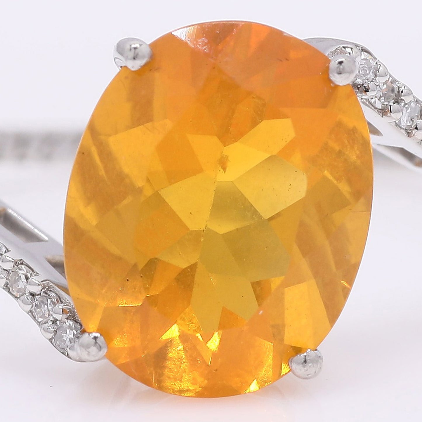 1.84 Ct Oval Mixed Cut Natural Fire Opal 950 Platinum Ring