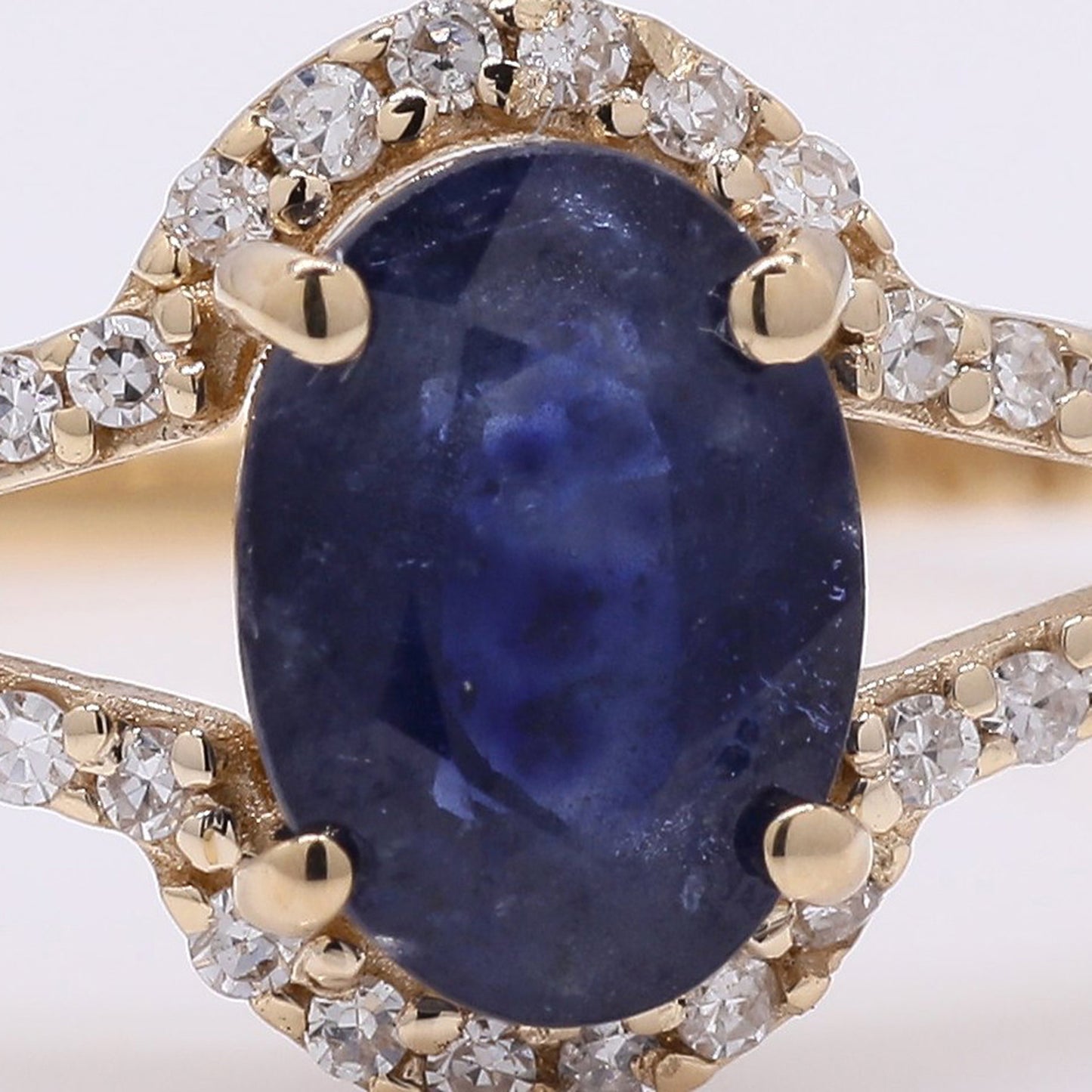 1.38 Ct Oval Mixed Cut Natural Sapphire 14K Gold Ring