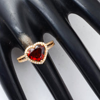2.35 Ct Heart Mixed Cut Natural Garnet 14K Gold Ring
