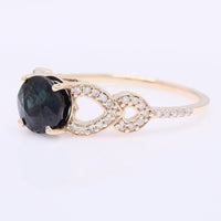 2.32 Ct Round Mixed Cut Natural Sapphire 14K Gold Ring