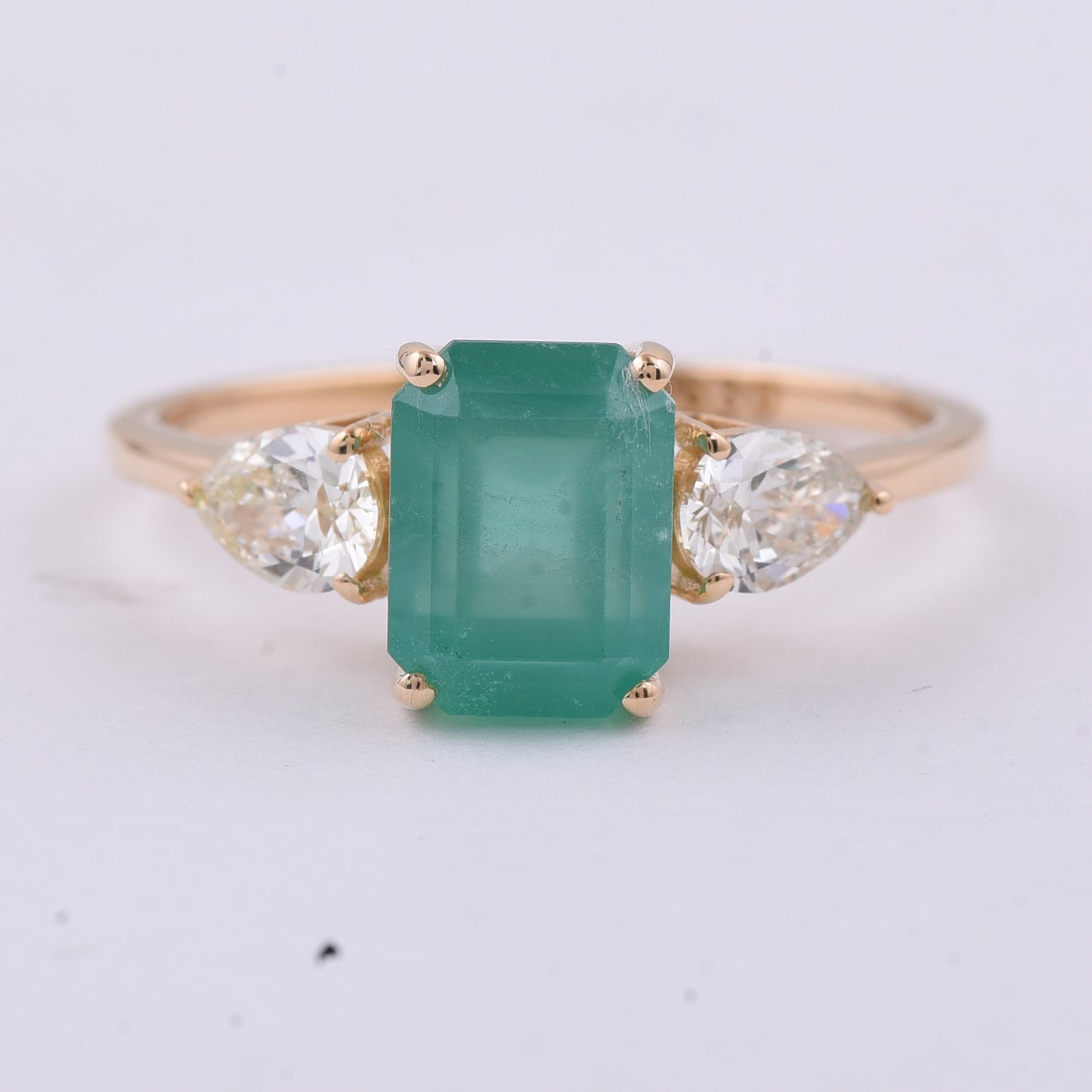 2.81 Ct Octagon Step Cut Natural Emerald 14K Gold Ring