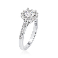 1.60 ct. t.w. Moissanite Halo Ring in Sterling Silver. Size 5