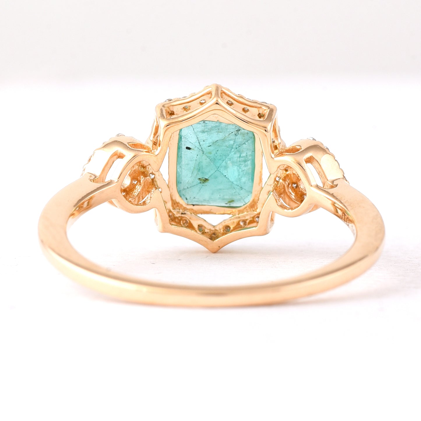 1.27 Ct Octagon Step Cut Natural Emerald 14K Gold Ring
