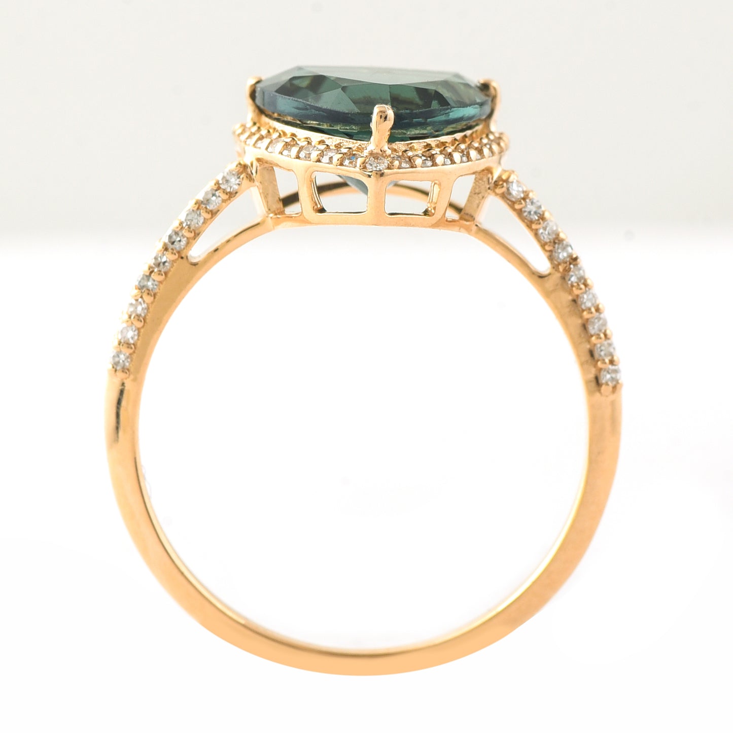 2.51 Ct Triangle Mixed Cut Natural Green Tourmaline 14K Gold Ring