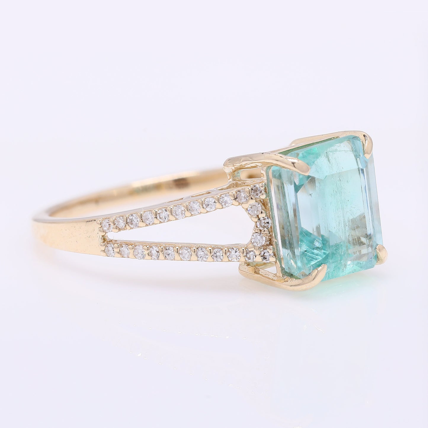 2.95 Ct Octagon Step Cut Natural Emerald 14K Gold Ring