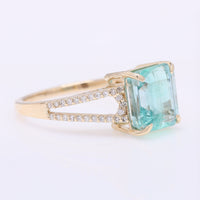 2.95 Ct Octagon Step Cut Natural Emerald 14K Gold Ring