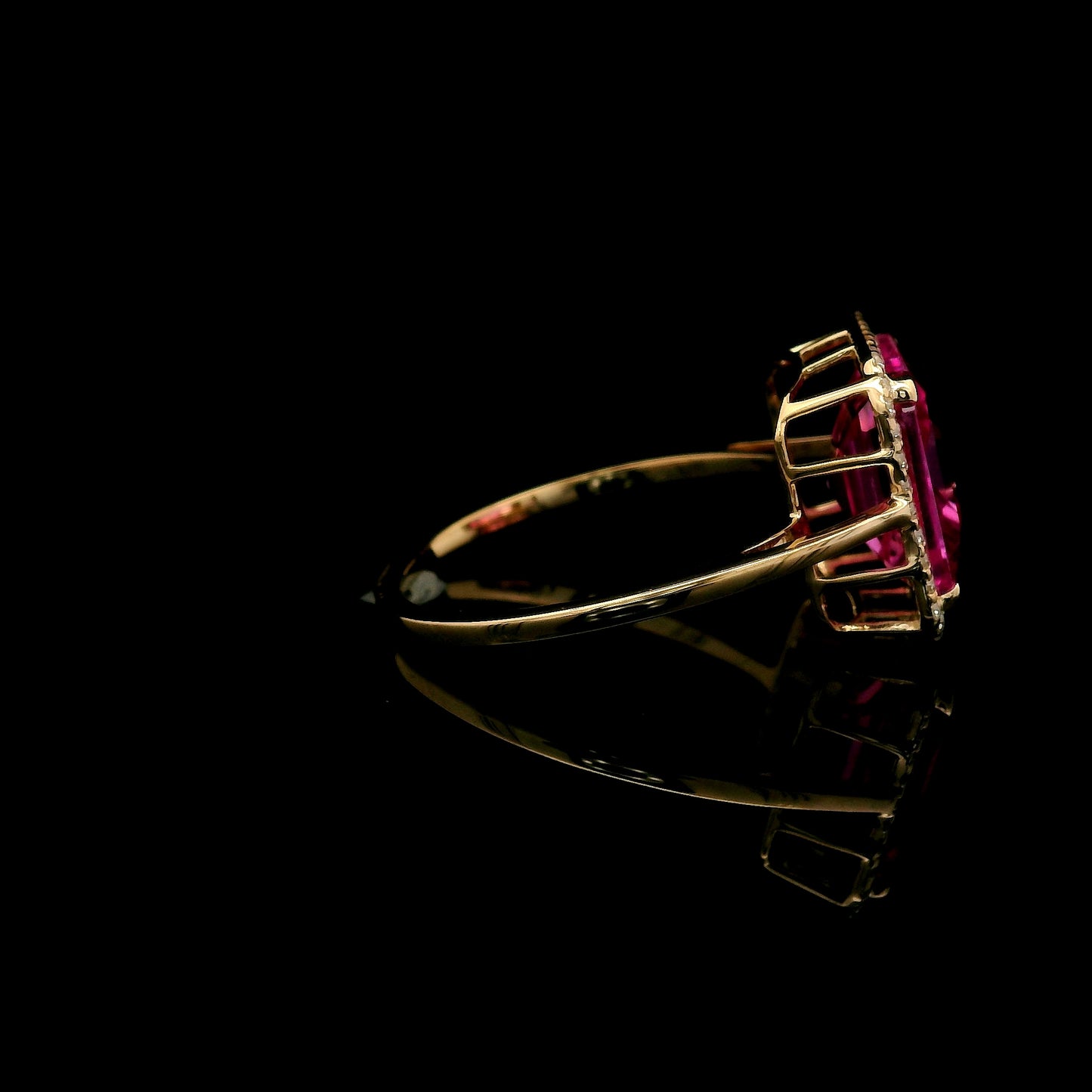 4.71 Ct Square Emerald Cut Lab Grown Pink Sapphire 14K Gold Ring