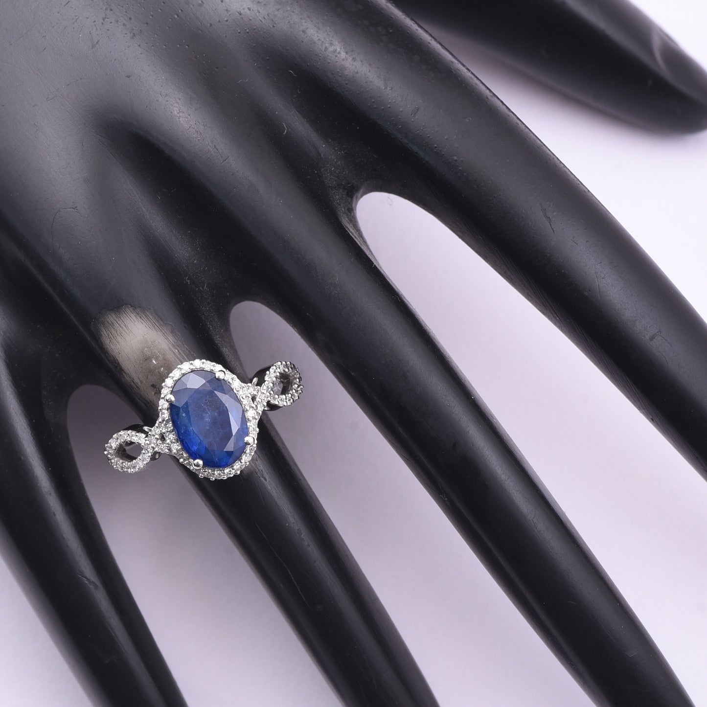2.42 Ct Oval Mixed Cut Natural Sapphire 950 Platinum Ring