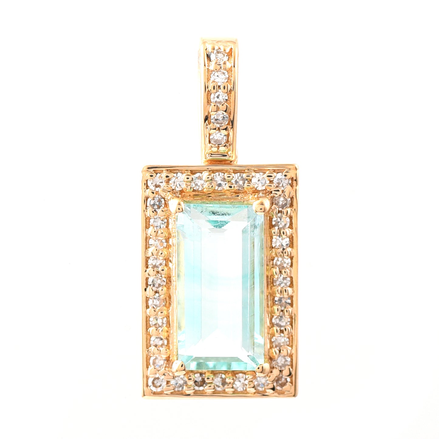 0.99 Ct Baguette Emerald 14K Gold Pendant