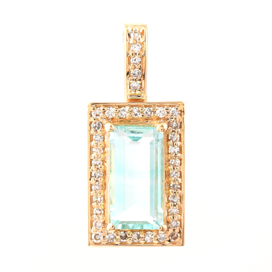 0.99 Ct Baguette Emerald 14K Gold Pendant