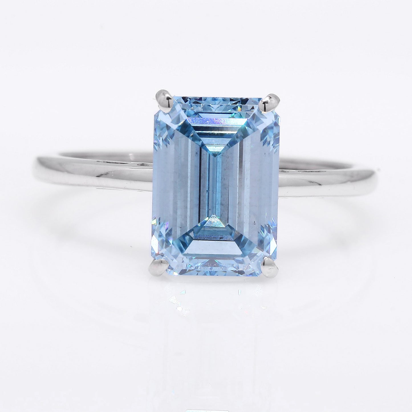 3.31 Ct Emerald Cut Lab Grown Diamond 950 Platinum Ring