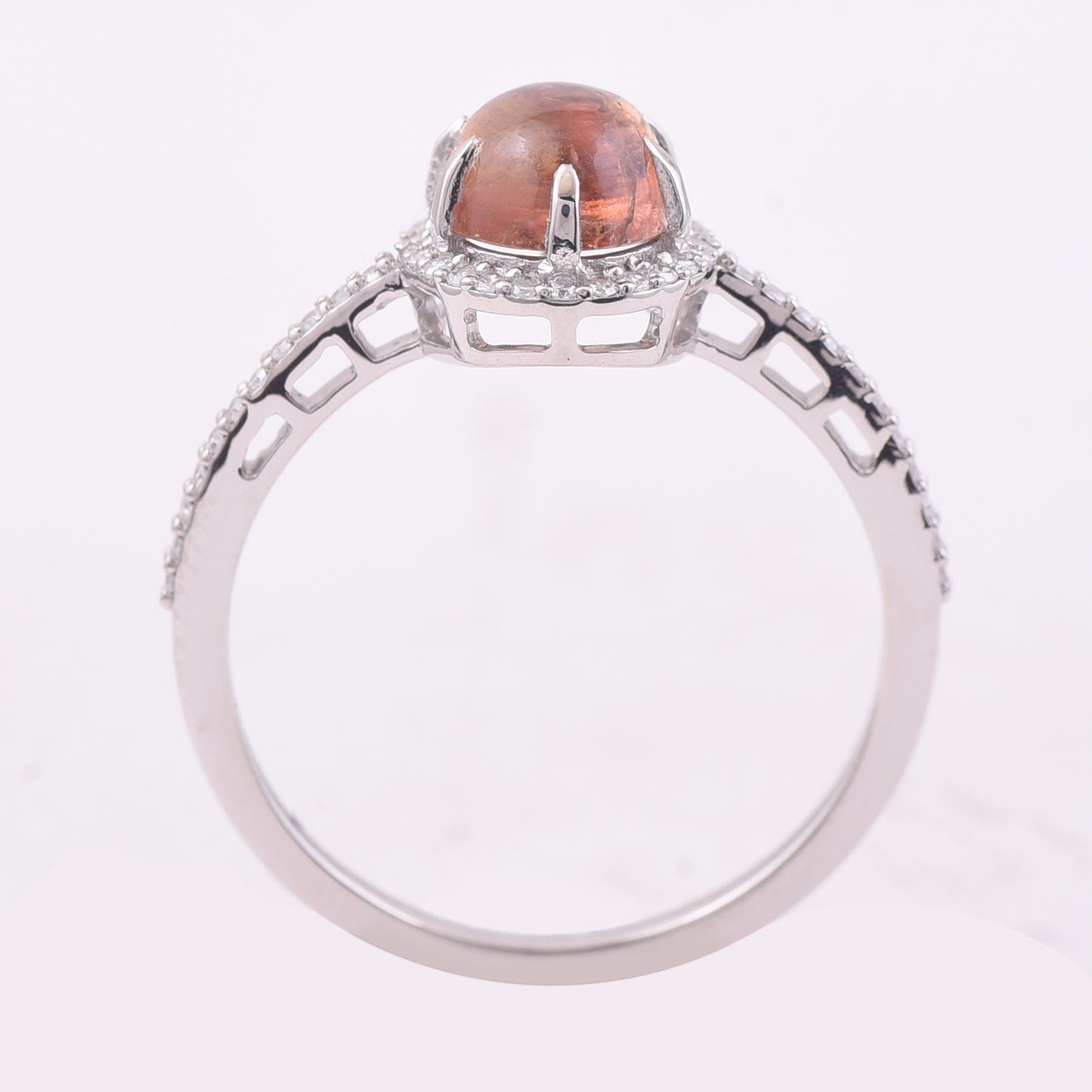 1.75 Ct Oval Cabochon Cut Natural Tourmaline 950 Platinum Ring