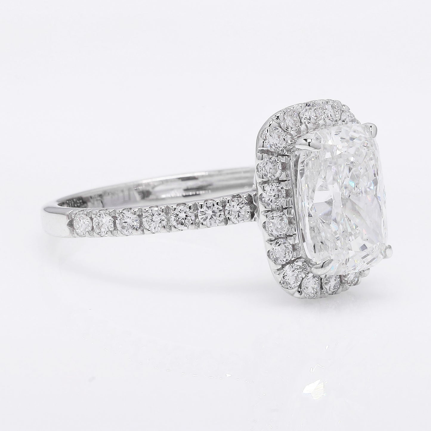 3.21 Ct Cushion Modified Brilliant Lab Grown Diamond 14K Gold Ring