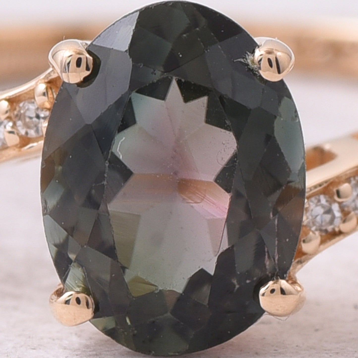 1.35 Ct Oval Natural Green Tourmaline 14K Gold Ring
