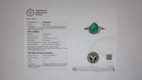 3.56 Ct Pear Carving Natural Beryl Emerald 14K Gold Ring