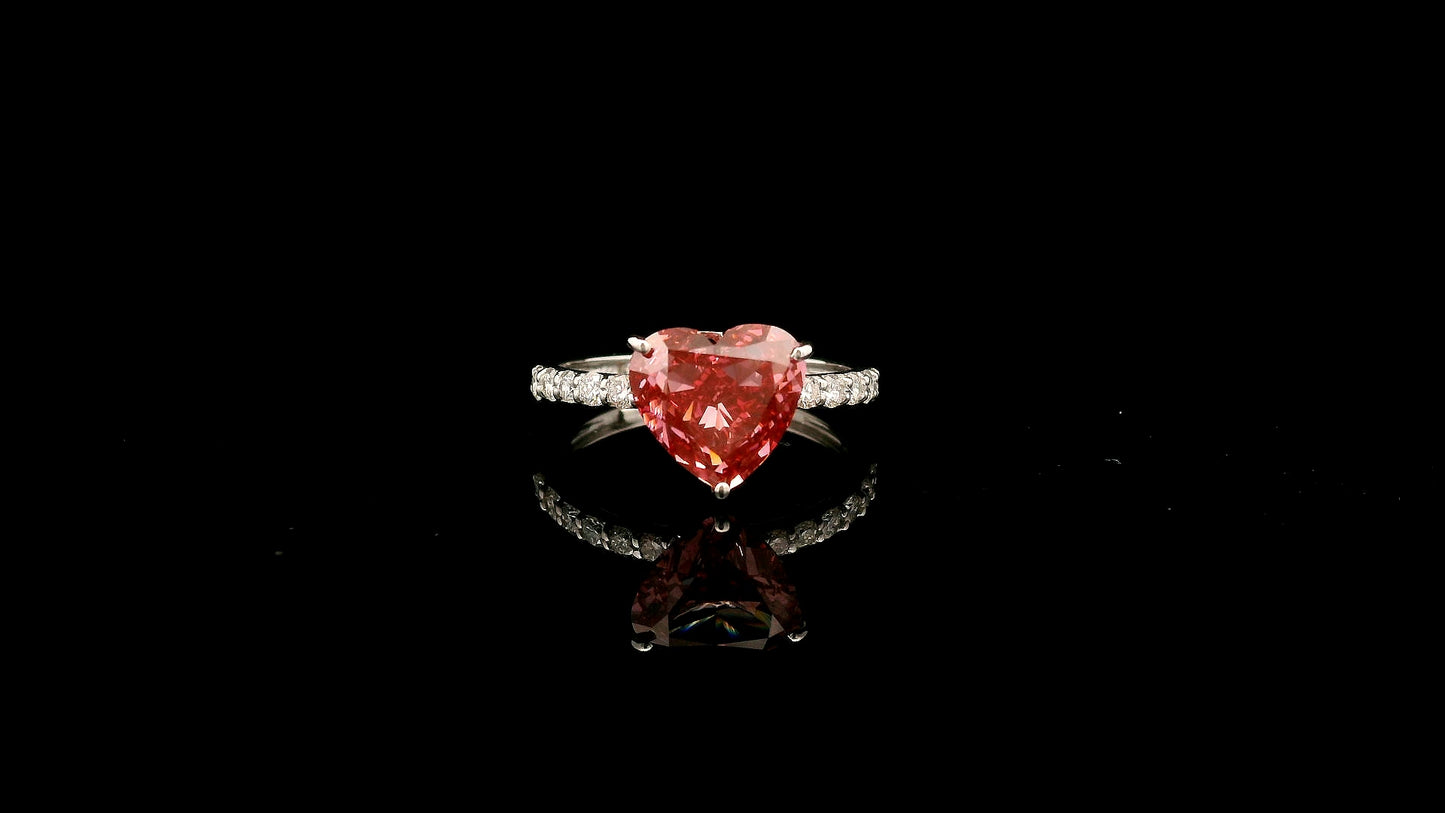3.36 Carats Pink Lab Grown Diamond 14K Gold Ring