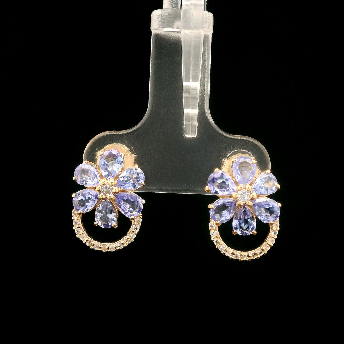 1.62 Ct Pear Tanzanite 14K Gold Earrings