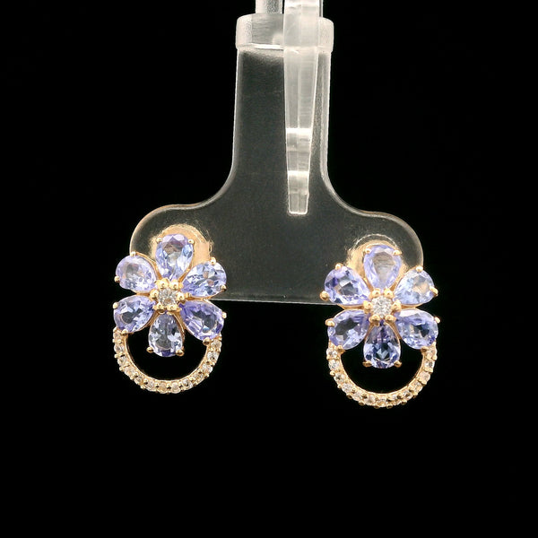 1.62 Ct Pear Tanzanite 14K Gold Earrings