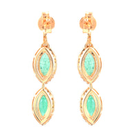2.24 Ct Marquise Mixed Cut Natural Emerald 14K Gold Earrings