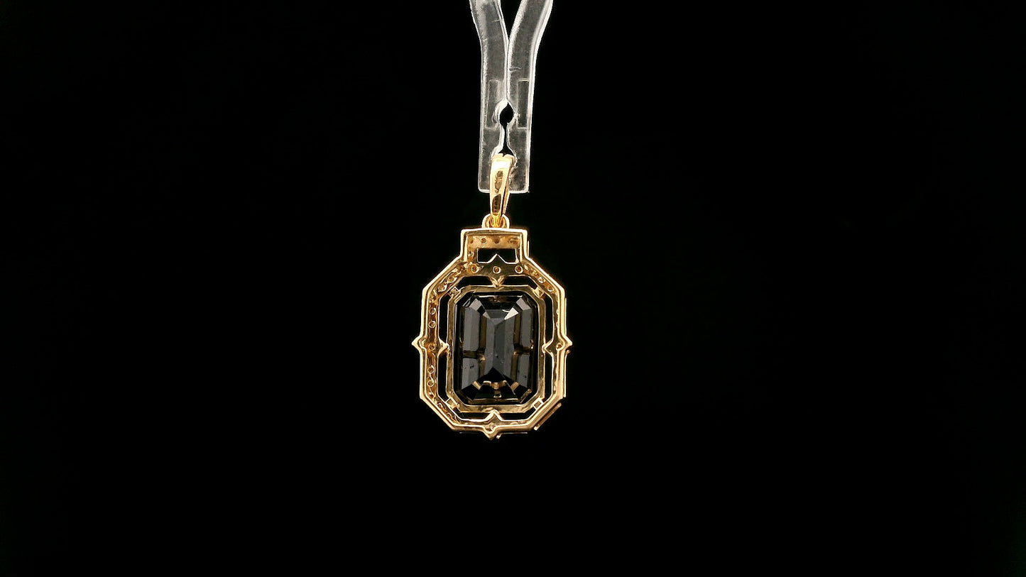 3.69 Ct Octagon Natural Sapphire 14K Gold Pendant