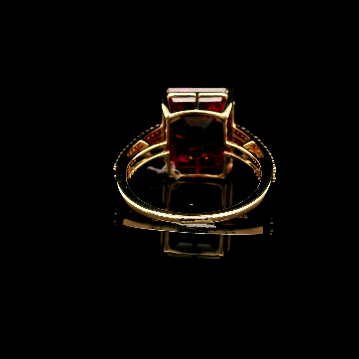 9.67 Ct Emerald Cut Lab Grown Ruby 14K Gold Ring