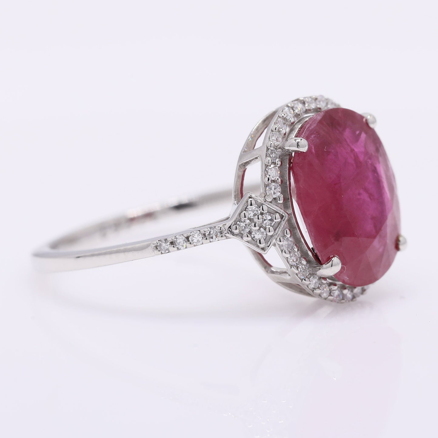 3.86 Ct Oval Mixed Cut Natural Ruby 950 Platinum Ring