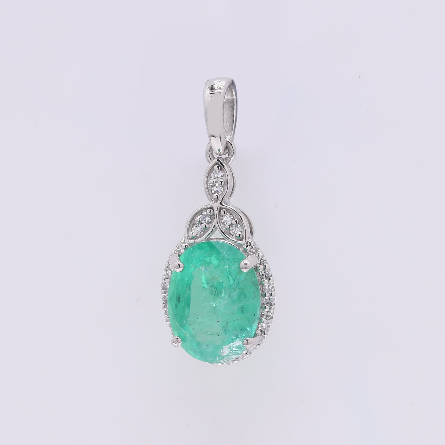 1.94 Ct Oval Mixed Cut Natural Emerald 950 Platinum Pendant