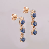 1.35 Ct Round Sapphire 14K Gold Earrings