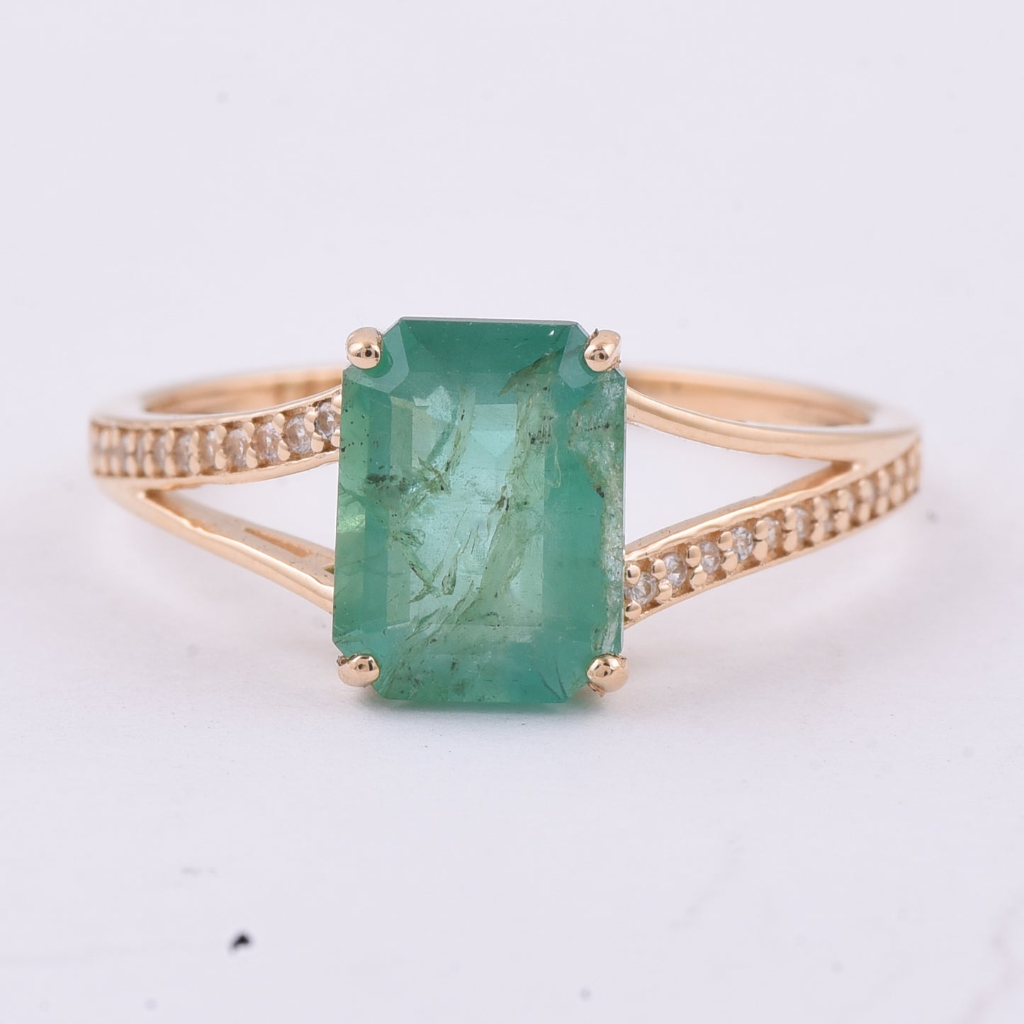 1.89 Ct Octagon Step Cut Natural Emerald 14K Gold Ring