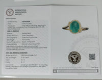 2.39 Ct Oval Cabochon Natural Beryl Emerald 14K Gold Ring