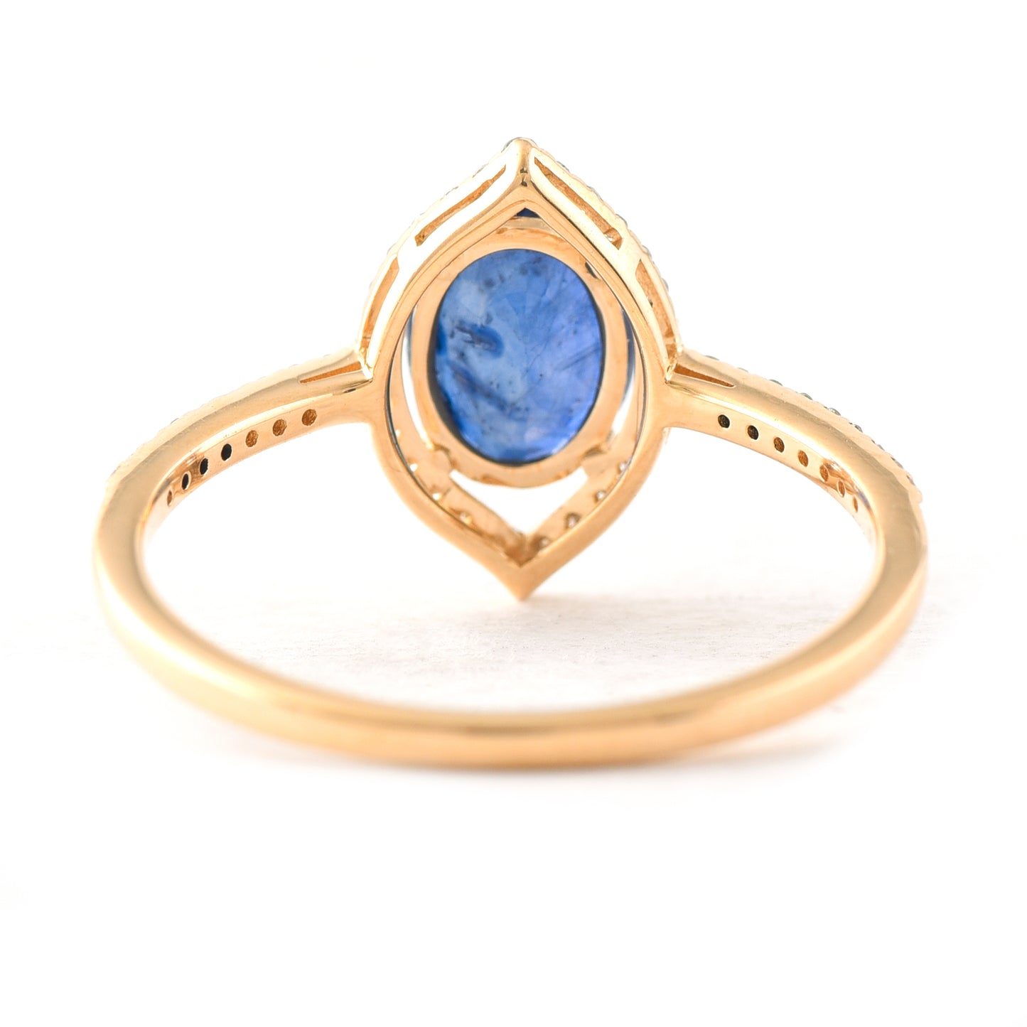 1.38 Ct Oval Mixed Cut Natural Sapphire 14K Gold Ring