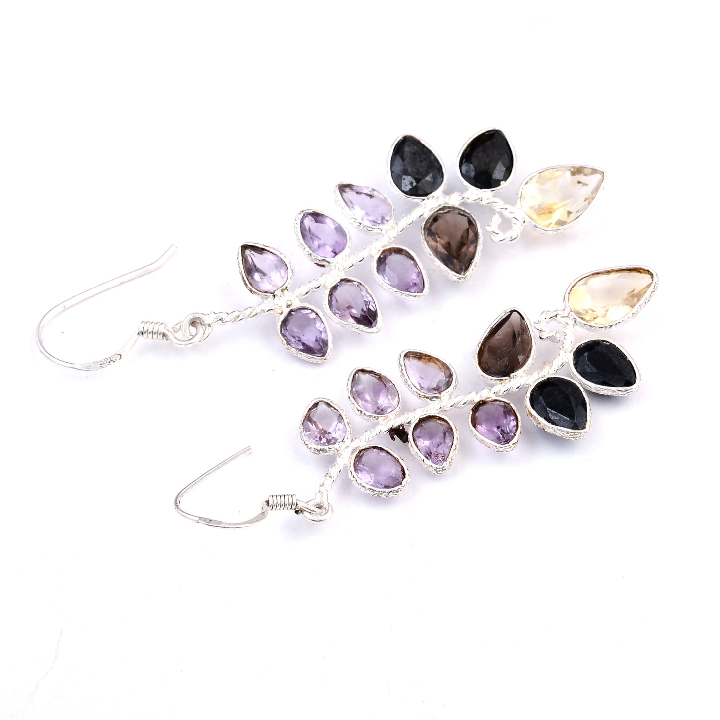 13.80 Ct Citrine, Smoky Quartz 925 Sterling Silver Earrings