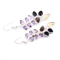 13.80 Ct Citrine, Smoky Quartz 925 Sterling Silver Earrings