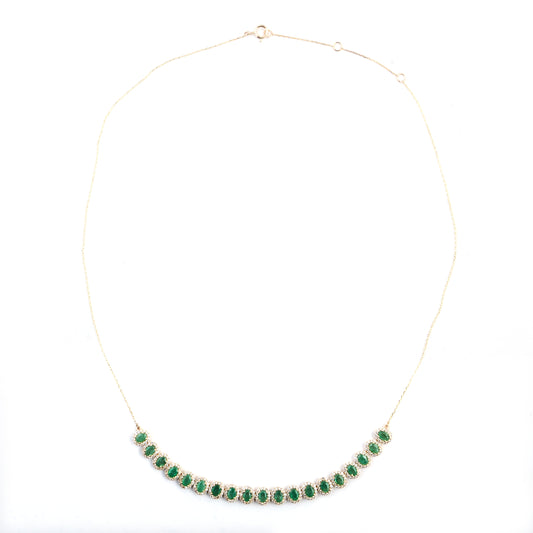 4.16 Ct Oval Emerald 14K Gold Necklace