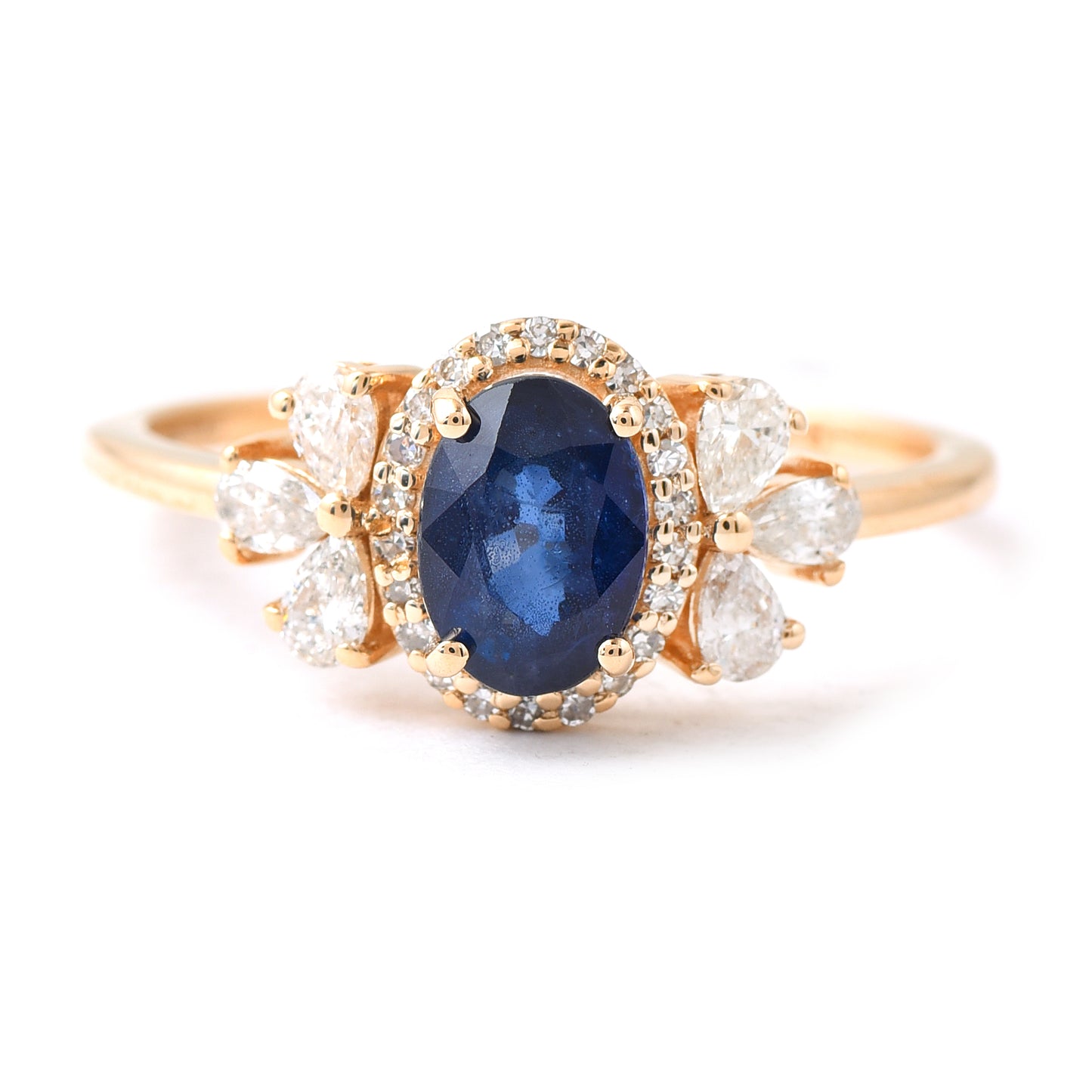 1.90 Ct Oval Mixed Cut Natural Sapphire 14K Gold Ring