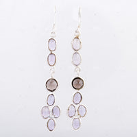 7.40 Ct Smoky Quartz, Amethyst 925 Sterling Silver Earrings