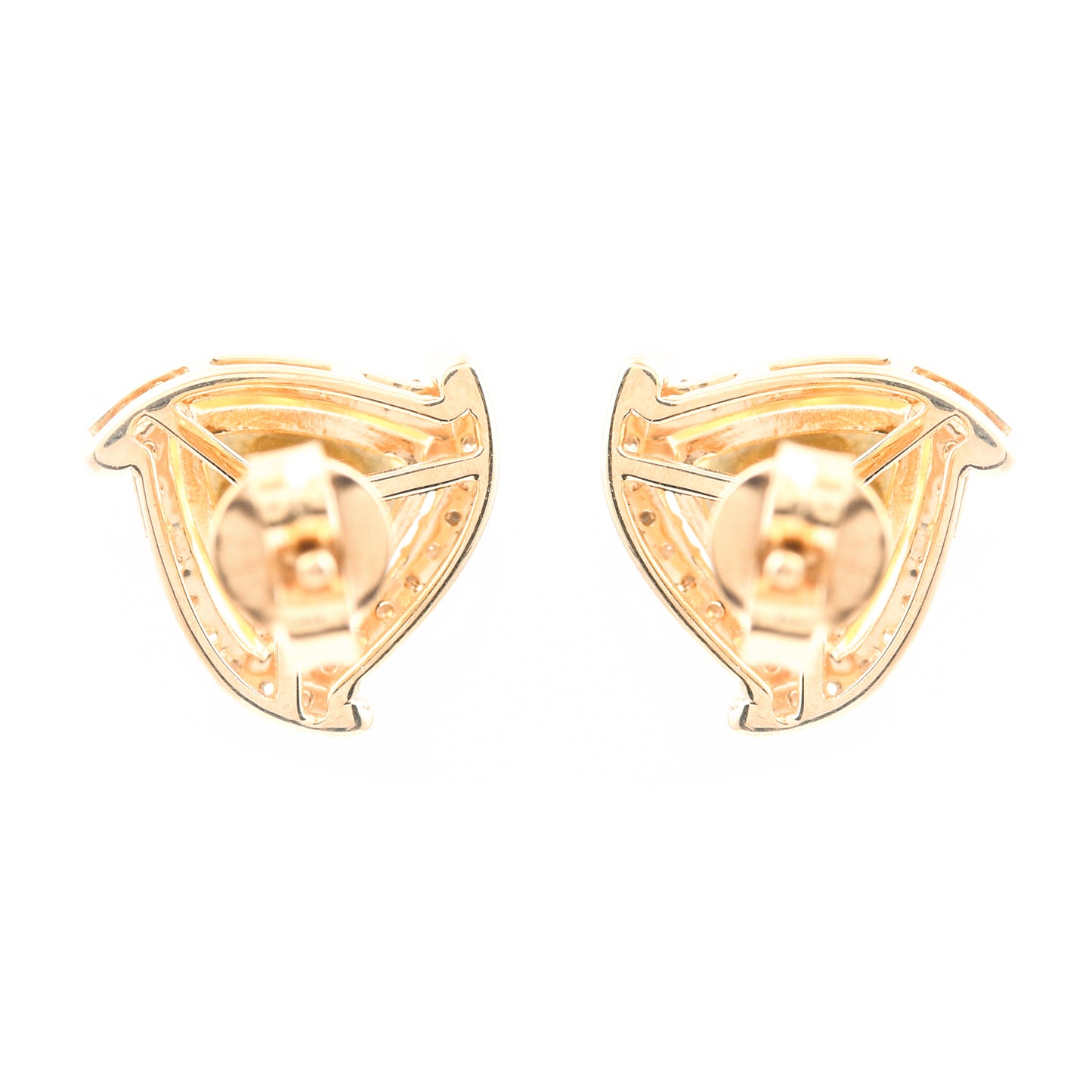1.60 Ct Triangle Mixed Cut Natural Fire Opal 14K Gold Earrings