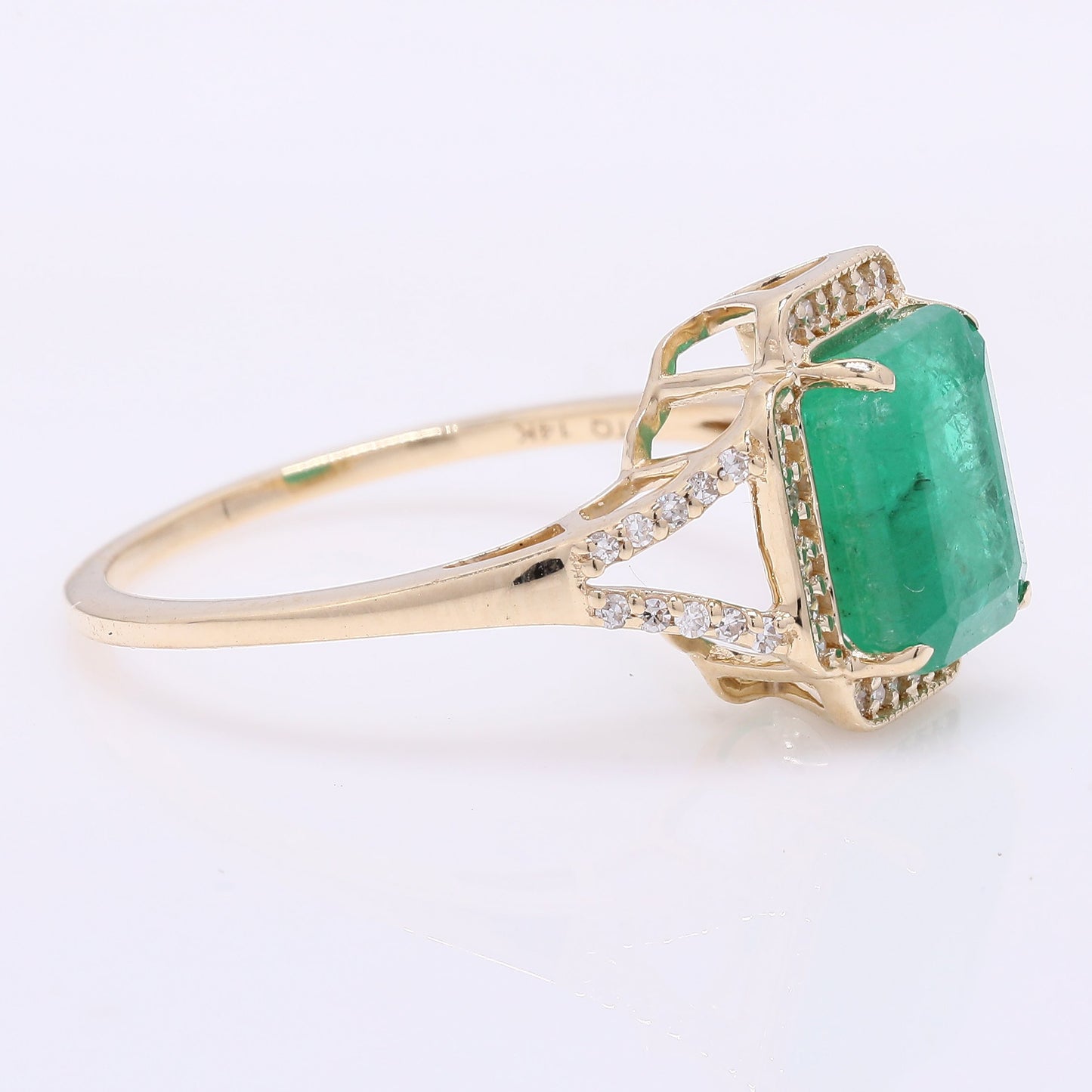 2.70 Ct Octagon Step Cut Natural Emerald 14K Gold Ring