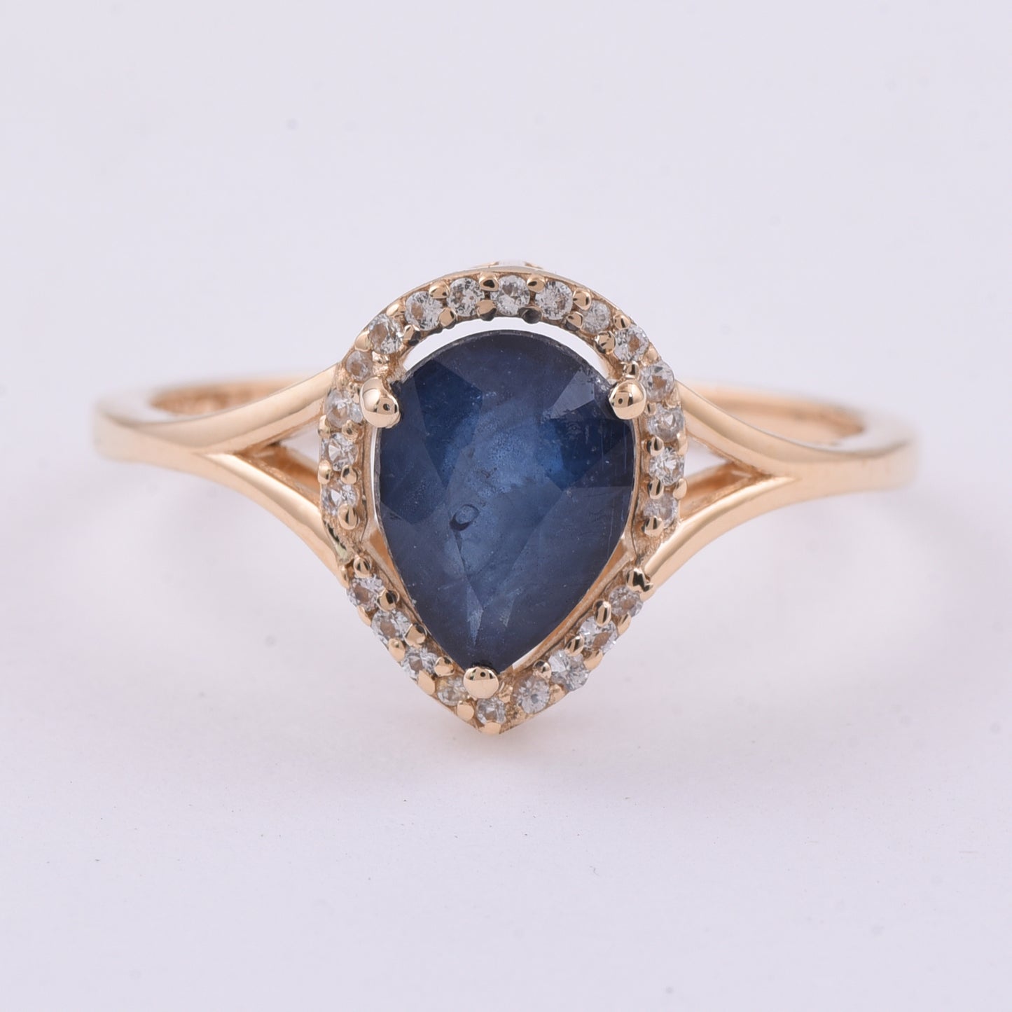 2.06 Ct Pear Natural Sapphire 14K Gold Ring