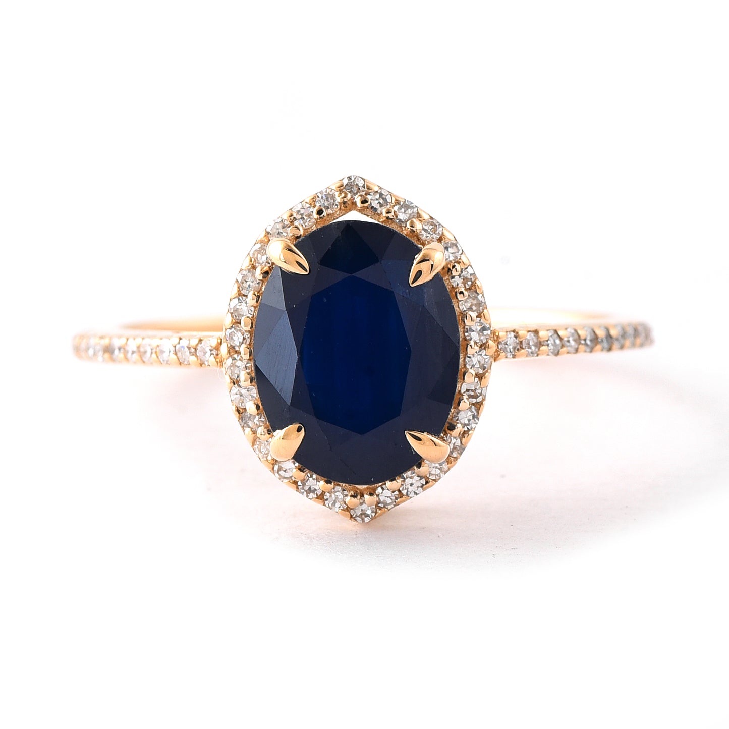 2.58 Ct Oval Mixed Cut Natural Sapphire 14K Gold Ring